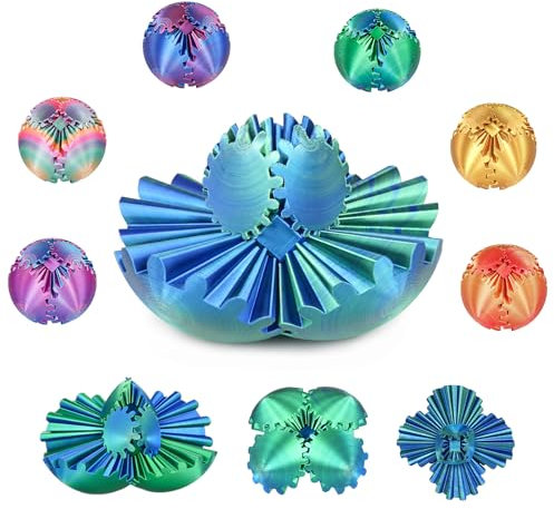 Gear Ball 3D gedrucktes Fidget Spielzeug Drehbare Zahnradkugel Stressabbau Schreibtischspielzeug Erwachsene und Kinder Geschenk für Weihnachten Wichteln (Glänzendes Grün, Durchmesser: 6,5 cm)