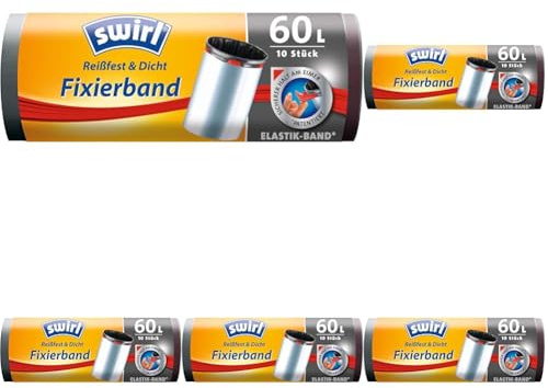 Swirl Fixierband-Müllbeutel, 60l (Packung mit 5)