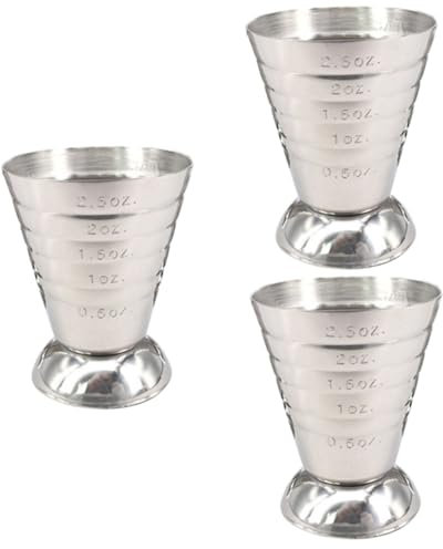 Cabilock 3pezzi Misurino Cocktail Acciaio Inossidabile Misurazione Precisa per Gin e Altri Cocktail Design per Misure Facili e Veloci con Indicatori Interni Ed Esterni
