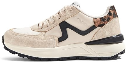 LUCKY STEP Women's Retro Fashion Casual Sneakers Platform Classic Trendy Trainning Anti-Slip Tennis Travel Walking Shoes(Beige,9)