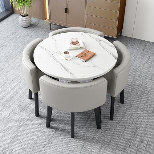Runder Tisch und Stuhlsatz für den Empfangsraum im Büro, Clubtisch, Verhandlungstisch, Konferenztisch, Couchtisch und Stuhlsatz, Küchen-Esstischsatz für 4 Personen (Farbe: 12, Größe: 31,4 Zo