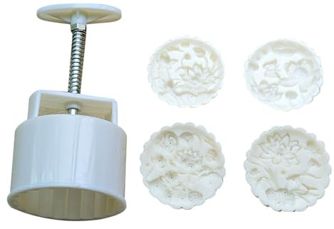 Molde de pastel de luna con patrón de flores, molde para tartas de luna, sello de galletas, prensa a mano, cortador de postres