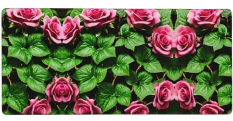 Tapis de bureau étendu avec motif floral lierre rose avec feuilles, tapis de souris de jeu, grand tapis de clavier en caoutchouc, 40,6 x 90,5 cm