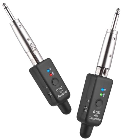 Btuty XLR 2.4 G Micrófono Inalámbrico Transmisor y Receptor, Sistema de Micrófono Inalámbrico Recargable para Mezclador de Audio, Guitarra Eléctrica, Bajo, Altavoz PA, Modos Ajustables, Micrófono