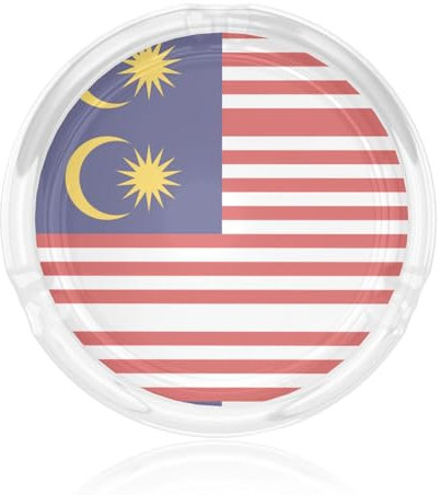 Posacenere per sigarette in vetro con bandiera della Malesia, portacenere decorativo in vetro, vassoi per cenere rotondi per casa, ufficio