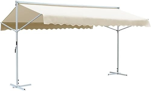 HUAKEHOM Freistehende Markise Standmarkise Gartenmarkise Sonnenschutz Terrassenüberdachung Garten Terrasse Balkon (Creme, 6 x 3 m)