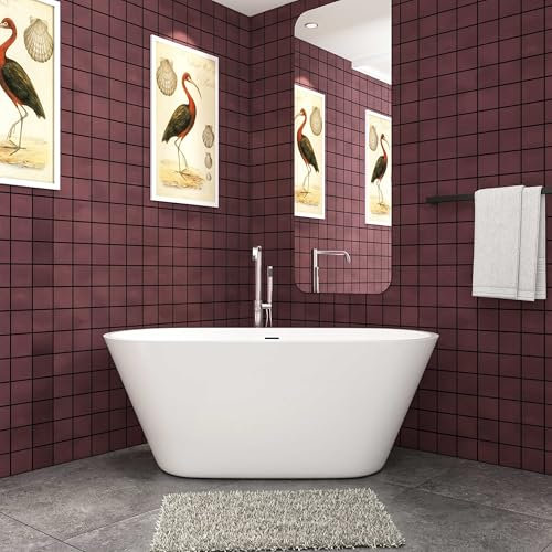 Skybathroom White Acrylic Bathtub 1500X700MM Freestanding Double Ended Modern Shower Bathroom