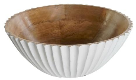 DKD Home Decor 8424002084301 Saladier Blanc naturel Bois de manguier 30 x 30 x 12 cm