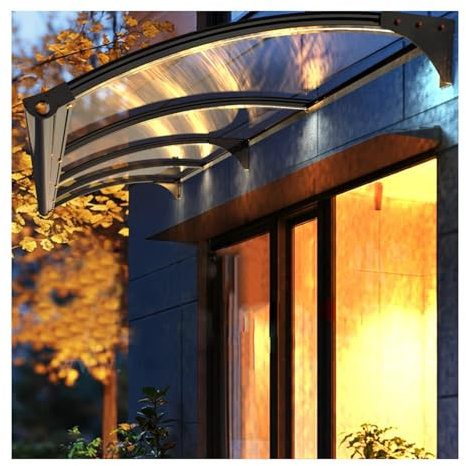 ZHENGQIAN Marquise de Porte d entrée,Marquise De Porte D'entrée,Auvent Marquise d'Entrée de Bloc UV de 99,99%,Marquise de terrasse,Résistant aux typhons de Niveau 12(110x260cm/43x102in)