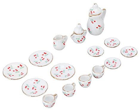 Juego de 15 tazas de té de Dollhouse de cerámica de simulación, accesorios para casa de muñecas, accesorios en miniatura, juego de té en miniatura, juego de té en miniatura (negro)