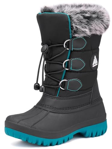 Mishansha Bottes Neige Enfants, Bottes d'hiver Garçons Filles, Noir Bleu 29