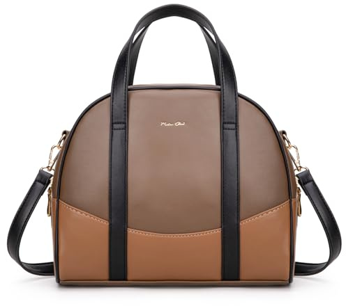 Crossbody Satchel Handbag for Women, Medium Dome Purse, Soft Vegan Leather Top Handle Bag with Detachable Strap