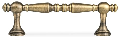 Urnew 2 Pack Antique Brass Kitchen Cabinet Drawer Pulls,3.75in(96mm) Vintage Bronze Bar Furniture Handle for Closet Dresser Wardrobe Cupboard Furniture Door Hardware