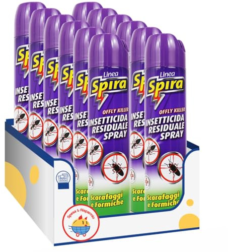 Spray insetticida per scarafaggi e formiche – Formato 400 ml kit con Spugna Brandizzata SPESA & RISPARMIO Inclusa – Variazioni 4/8/12 Pezzi (12)