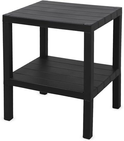 Spetebo Kunststoff Beistelltisch klein in anthrazit mit 2 Ablagen - 45 x 38 cm - Standregal rechteckig mit 2 Ebenen - Balkon Regal Tisch Nachttisch Couchtisch Dekotisch Balkontisch Nischenregal
