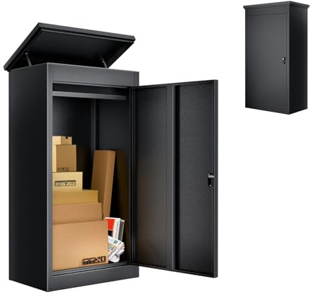 Briefkasten Paketbox für den Außenbereich, extra große Paketboxen mit sicherer Lagerung, wasserdichte Paketboxen für den Außenbereich (66 x 51 x 117cm)