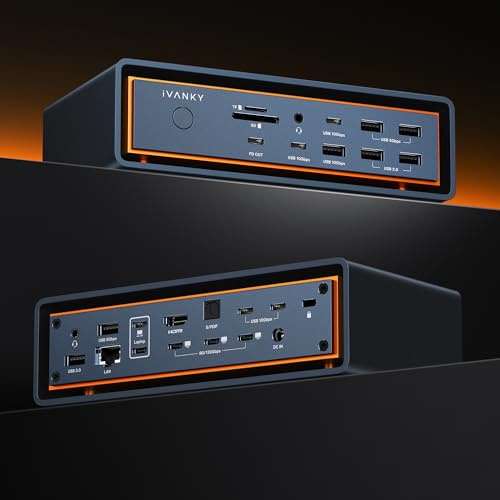 iVANKY FusionDock Max 2 Von Intel Zertifiziert Thunderbolt 5 Dockingstation | Verbesserte Version, 23-in-1, Dreifach 6K@60Hz, nur für Mac M1–M5 Pro/Max, 6×10 Gbit/s USB, SD/TF 4.0, 140W PD, 2,5GbE