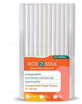 ECO SOUL Paper Straw, 8 mm White | Eco Friendly Drinking Straws (50 Pack) | Premium eco-friendly quality, Plastic-free alternative, Built for everyday use, Strong & reliable, Sustainable choice