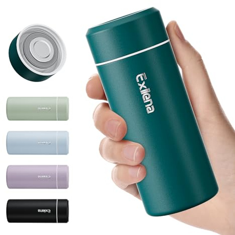 【Upgraded】 Exllena Small Water Bottle for Handbag – 250ml Mini Flask for Hot & Cold Drinks, Perfect Small Insulated Water Bottle for Travel, Milk, Coffee...(Lake Blue)