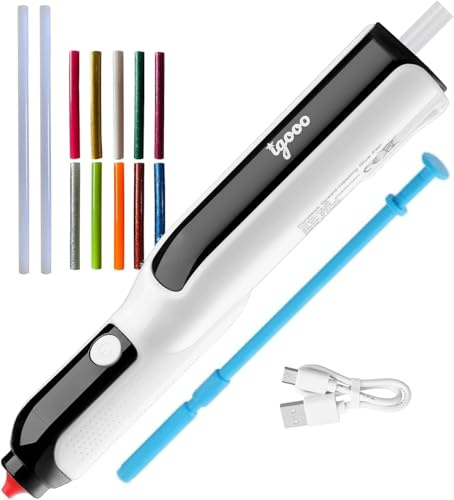 igooo 6s Preheat Cordless Glue Pen GLP-001 with 12 Sticks & Pushrod | Mini Hot Glue Gun, Precise Auto Dispensing, Rechargeable Li-ion Battery, 7mm Stick, Anti-Drip, Perfect for Crafting & DIY