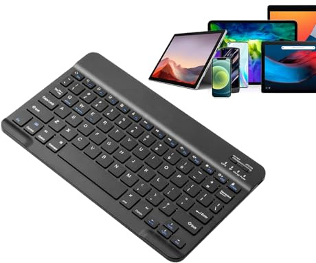 Mini tastiera a denti blu – Comfort e silenziosità, tastiera wireless per | PC, tastiera ergonomica per computer | Tastiera portatile silenziosa ricaricabile a basso profilo per computer per smartphone
