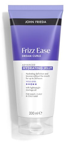 John Frieda Ease Dream Curls - Feuchtigkeitsgel für Locken - Flexible Definition ohne Steifigkeit | langanhaltende Feuchtigkeit bis zu 24 Stunden | Mit Moringa-Öl | Curly Methode | Vegane Formel | 200