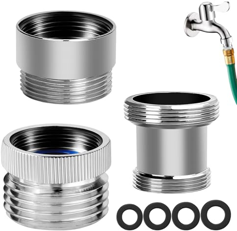 3Pcs Brass Faucet to Hose Adapter with Aerator, Sink Hose Adapter Set with Washers & Tape – Fits G1/2 Female, 55/64 Female, and 15/16 Male, Connects to 3/4 GHT Garden Hose
