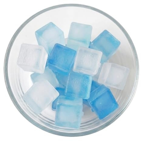 TSUOUKL Pack de 12 Cubitos de Hielo Reutilizables - Moldes de Cubos de Hielo de Plástico, Ideales para Enfriar Bebidas, Alimentos de Picnic y Cuidado Facial (Compresas Frías) - Sin BPA