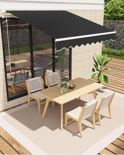Garvee Store Banne Articulé Extensionérieur pour Terrasse Et Balcon, Protection UV50+, Tissu Déperlant, Inclinaison Et Longueur Réglables, Manivelle, Montage Fresque, Taille 4mx2,5m