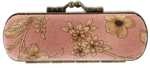 HEALSOPTHY Lippenstifthalter mit Spiegel Retro aus Aluminiumlegierung Kosmetische Aufbewahrungstasche in Rosa Geschenk zum Geburtstag für Damen und Reisen