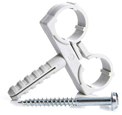 Vagner SDH 10 Rohrschellen Doppelt 20mm mit Dübel und Schraube Rohrhalter grau