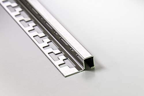 ProDiva DECORAT - Edelstahl V4A Premium Qualität - Fliesenprofil, Quadratprofil, Abschlussleiste, Sockelleiste, Wandabschluss (Poliert, 8 mm) - Länge 2,50 m