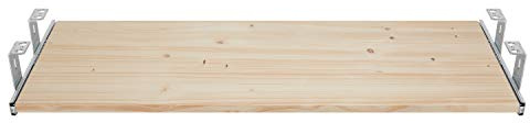 FIX&EASY Support coulissant pour clavier ordinateur souris avec tablette tiroir, plateau 600X300mm pin épicéa bois massif non traité, 27mm rails galvanisé glissières 300mm avec verrouillage