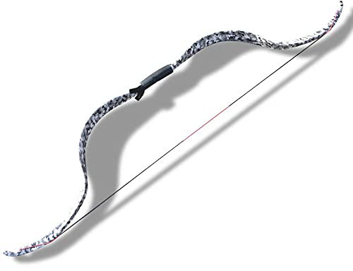 ZSHJGJR Takedown Arc Classique 20lbs Arcs Longs de tir à l'arc Arc Arc de Traditionnel en Bois avec 3pcs Flèches en Bois pour Chasse Adulte et Débutant Tir à la Cible (Noir-Blanc//Arc)