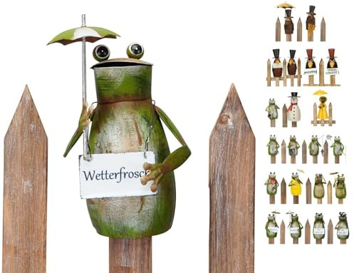 NETPROSHOP Zaunhocker Zaunfigur Rabe oder Frosch aus Metall, H: 15-25cm, Auswahl:Frosch Wetterfrosch