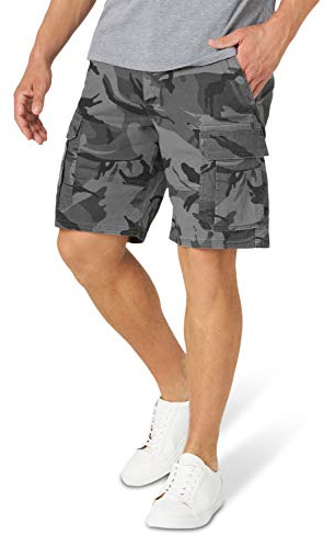Wrangler Authentics Men's Classic Cargo Stretch Short, Anthracite Camo, 42