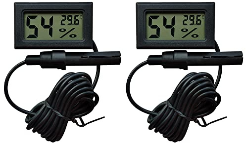 2 pcs Mini LCD Numérique Température Humidificateur Thermomètre avec Sonde Externe pour Serre/Maison/Bureau