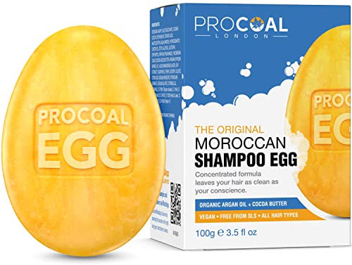 Vegan Moroccan Shampoo Bar 100g by Procoal - Argan Oil, Aloe Vera, Almond Oil, SLS Free Eco Solid Shampoo Bar, Cruelty-Free