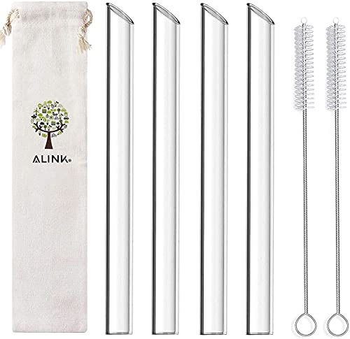 ALINK 14 mm × 22.8 cm Bubble Tea Glas Strohhalme Wiederverwendbar, Boba Tea Glasstrohhalme + 2 Reinigungsbürste,gesund, umweltschonend