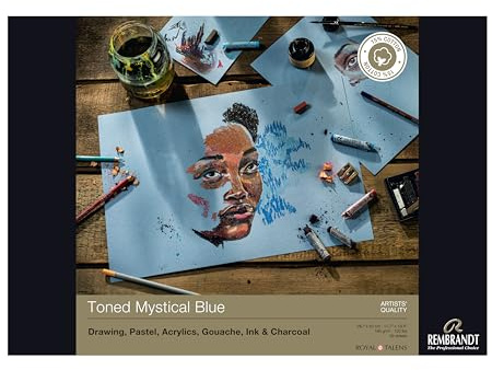 Rembrandt Professionelles Tonpapier Mystisch Blau | 180 g/m², 50 Blatt | Papier für Bleistift, Tusche & Farbe | Format A3 (42 x 29,7 cm)