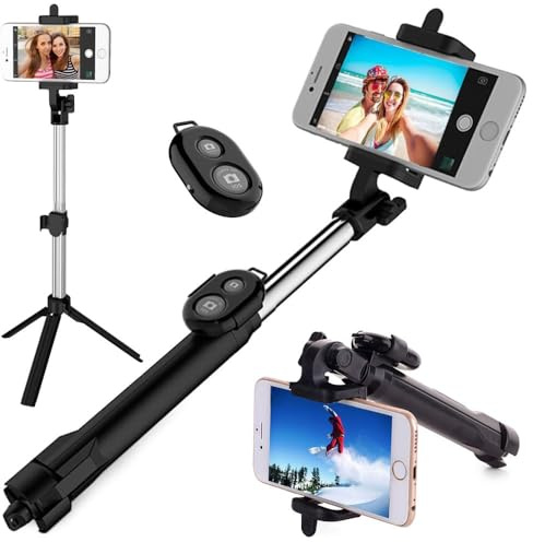 Selfie Stick Treppiede Monopiede Regolabile Telescopico 3 in 1 Allungabile 270° Rotazione TikTok per iPhone e Android, Registrazione Video, Blog, Live Streaming