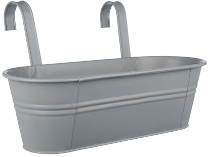 BUTLERS Zinkeimer/Blumenkasten zum Hängen mit abnehmbaren Haltegriffen aus Metall 50 x 20 cm -ZINC- Hängende Blumentopf für den Außenbereich | Planztopf für Balkongeländer