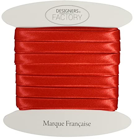 designers-factory Schöne Satin schrägband - Satin schrägband ideal für raffinierte Abschlüsse sowohl an der Außenseite Ihrer Kreationen als auch zum Abdecken Ihrer Nähte. (Um 5 Meter, Rot)