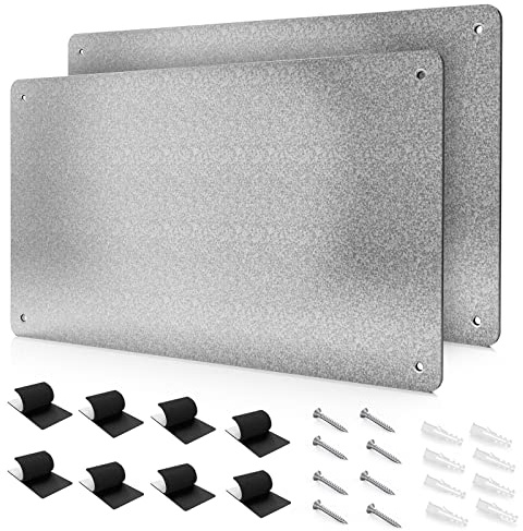 17.7 x 11.8 2 Pack Metal Magnetic Board - Magnet Bulletin Board to Display Magnetic Letters Numbers Animal, Poetry, Spice Jars, Notes, Photos, Suitable for Wall, Refrigerator, Cubicle, Cabinet