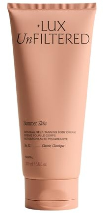 + Lux Unfiltered N°32 Summer Skin Classic Gradual Self Tanner, Hydrating Self Tanning Lotion with Shea Butter & Squalane - Non-Sticky, No Transfer, Natural-Looking - Vegan Sunless Tanner - Santal