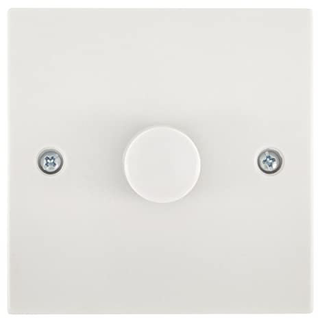 Bravich 1 Gang 1 Way Dimmer Switch- Square Electric Soft Start Single Light Switch, Rotating Control For Dimmable Halogen & Incandescent Bulbs. Safe, Over Current Protector-250W., White