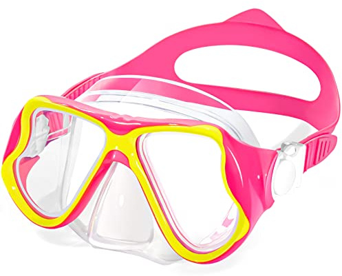 Freela Kids Swim Goggles with Nose Cover, Water Pool Beach Swimming Goggles Mask for Childrens Boys Girls Junior Youth 3-6 4-7 6-14 8-12 Age 5 6 7 8 9 10 11 12 13 14 Red