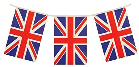 Lizzy Union Jack Flag Bunting for Royal Events - Street, Pub, Office Party Decor (4m 11 Flags)
