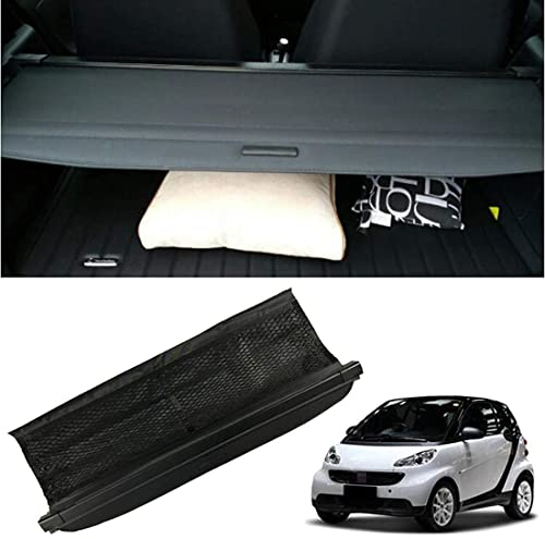AMPACO Kofferraum Abdeckung Laderaumabdeckung für Smart Fortwo 2009-2014, Schwarz Ausziehbar Kofferraumabdeckung, Auto Kofferraum Einziehbare Cargo Cover Ablagen