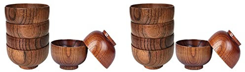 TAMOSH 12 Stück Holzschalen Serviergeschirr für, Suppe, Dip, Kaffee, Tee, Dekoration Salatschüssel Küche Besteck Set